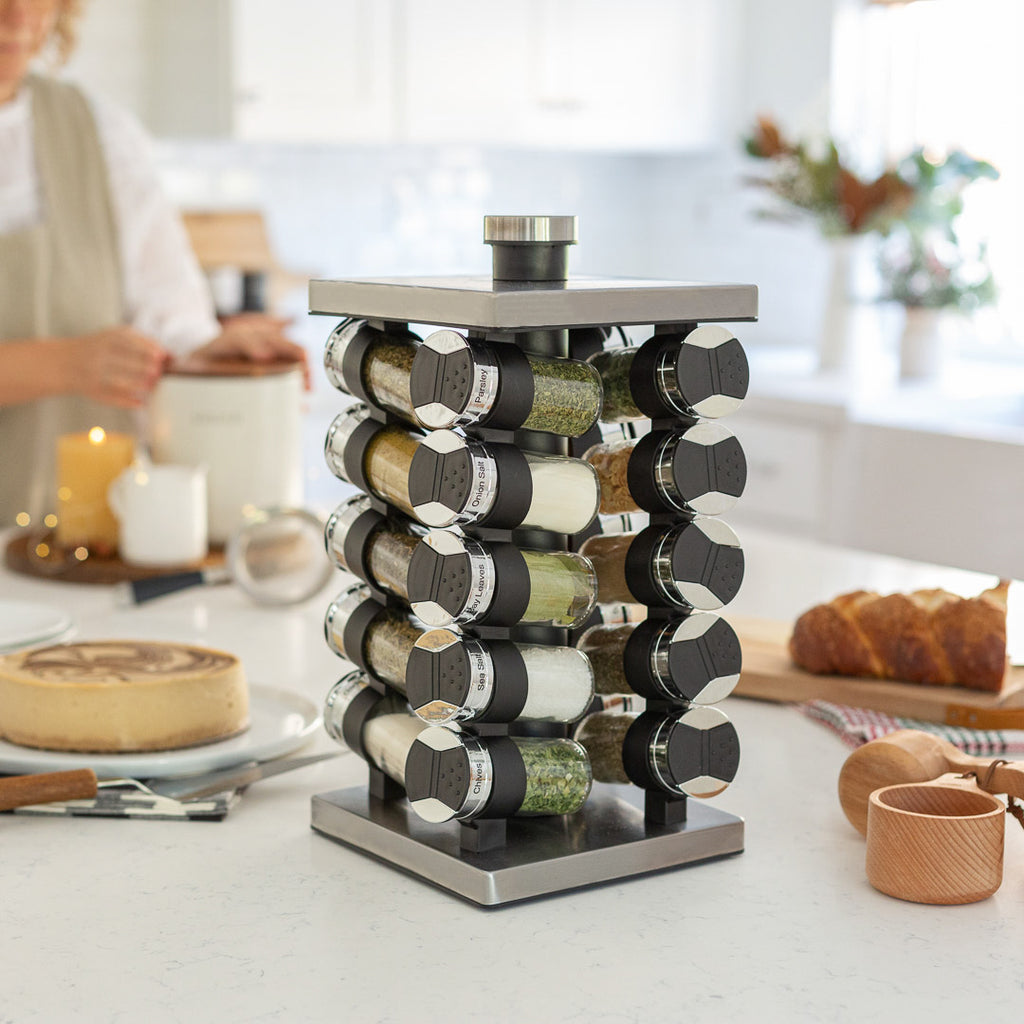 Orii Jar Spice Rack Stainless Steel Filled with Spices - 20 ct