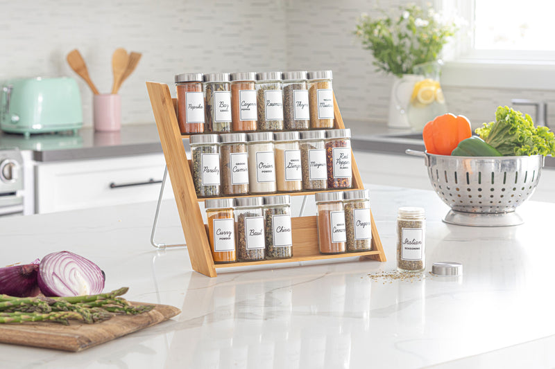 Orii 18 Jar Bamboo Drawer + Over Counter Spice Rack