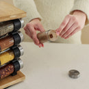 Orii 16 Jar Bamboo Spice Rack Set, Rotating Natural Bamboo Rack with Premium Spices & 5-Year Free Refills