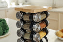 Orii 16 Jar Bamboo Spice Rack Set, Rotating Natural Bamboo Rack with Premium Spices & 5-Year Free Refills
