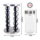 Orii 20-Jar Stainless Steel Rotating Spice Rack Lazy Susan Organizer with Pre-Filled Glass Jars