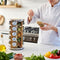 Orii 20-Jar Acacia Wood Rotating Spice Rack Organizer with Glass Jars & Stainless Steel Lids | Includes 20 Spices & Free 5-Year Refills