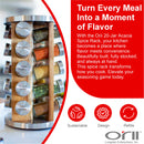 Orii 20-Jar Acacia Wood Rotating Spice Rack Organizer with Glass Jars & Stainless Steel Lids | Includes 20 Spices & Free 5-Year Refills