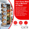 Orii 20-Jar Acacia Wood Rotating Spice Rack Organizer with Glass Jars & Stainless Steel Lids | Includes 20 Spices & Free 5-Year Refills