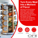 Orii 20-Jar Acacia Wood Rotating Spice Rack Organizer with Filled Glass Jars & Stainless Steel Lids