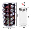 Orii 20 Jar Filled Spice Rack Organizer with Free Spice Refills, Dark Acacia Wood & Stainless Steel Rotating Spice Holder