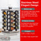 Orii Rotunda 20-Jar Rotating Spice Rack Organizer Stainless Steel 4 Sided Compact Design with Pre-Filled Glass Jars