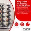Orii 20-Jar Stainless Steel Rotating Spice Rack Lazy Susan Organizer with Pre-Filled Glass Jars