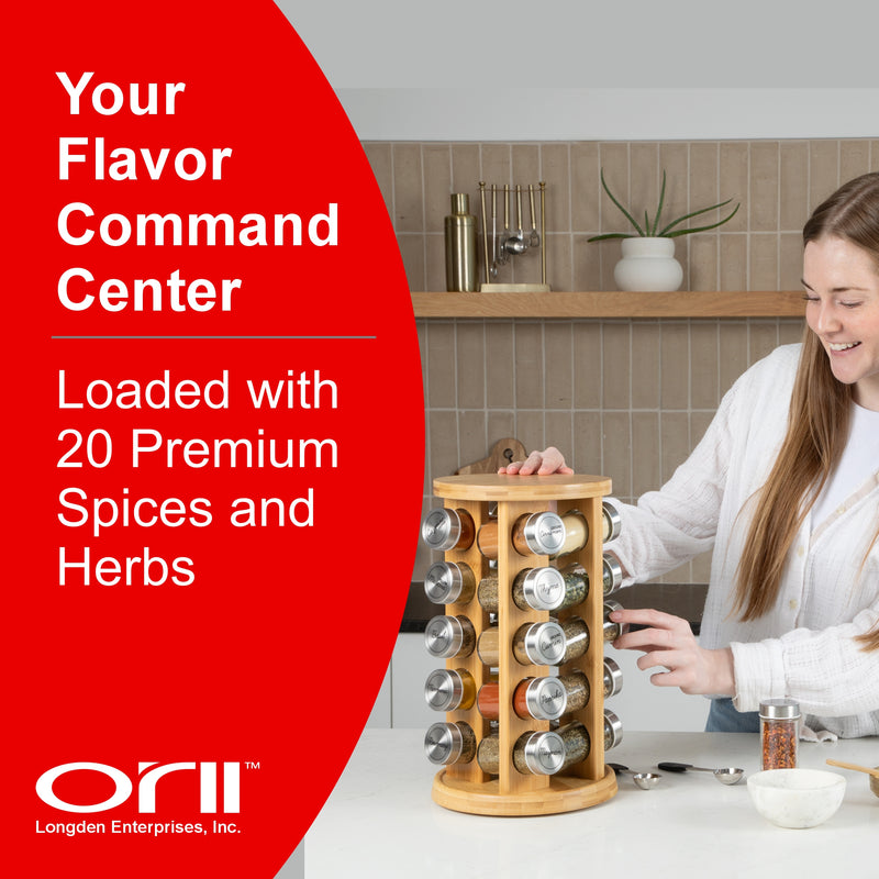 Orii 20 Jar Bamboo Rotating Spice Rack