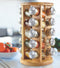 Orii 20-Jar Bamboo Rotating Spice Rack Premium Glass Jars with Free Spice Refills