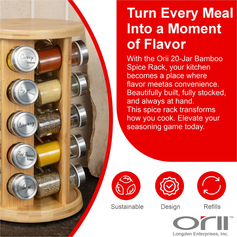 Orii 20 Jar Bamboo Rotating Spice Rack