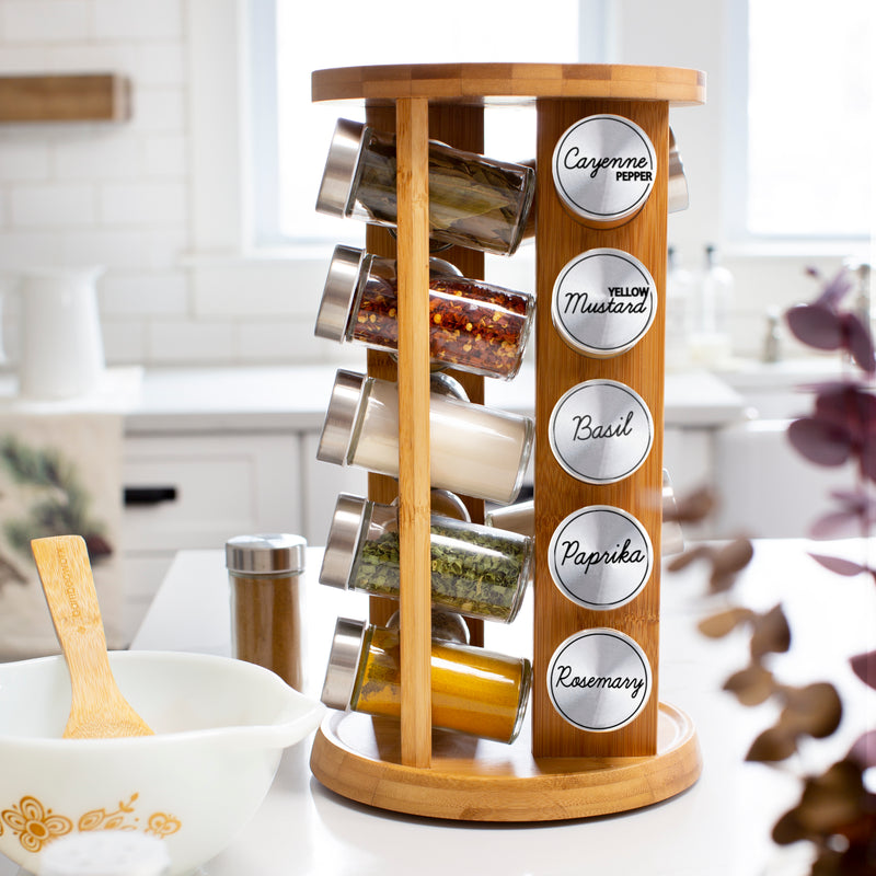 Orii 20 Jar Bamboo Rotating Spice Rack