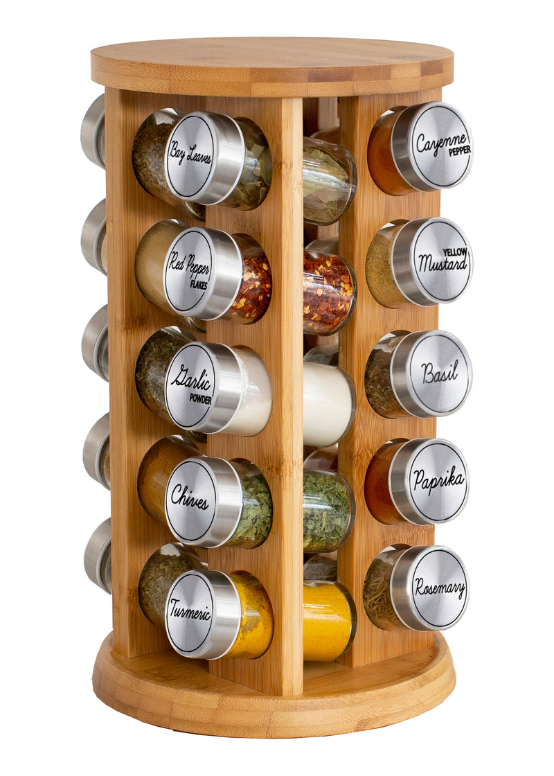 Orii 20 Jar Bamboo Rotating Spice Rack