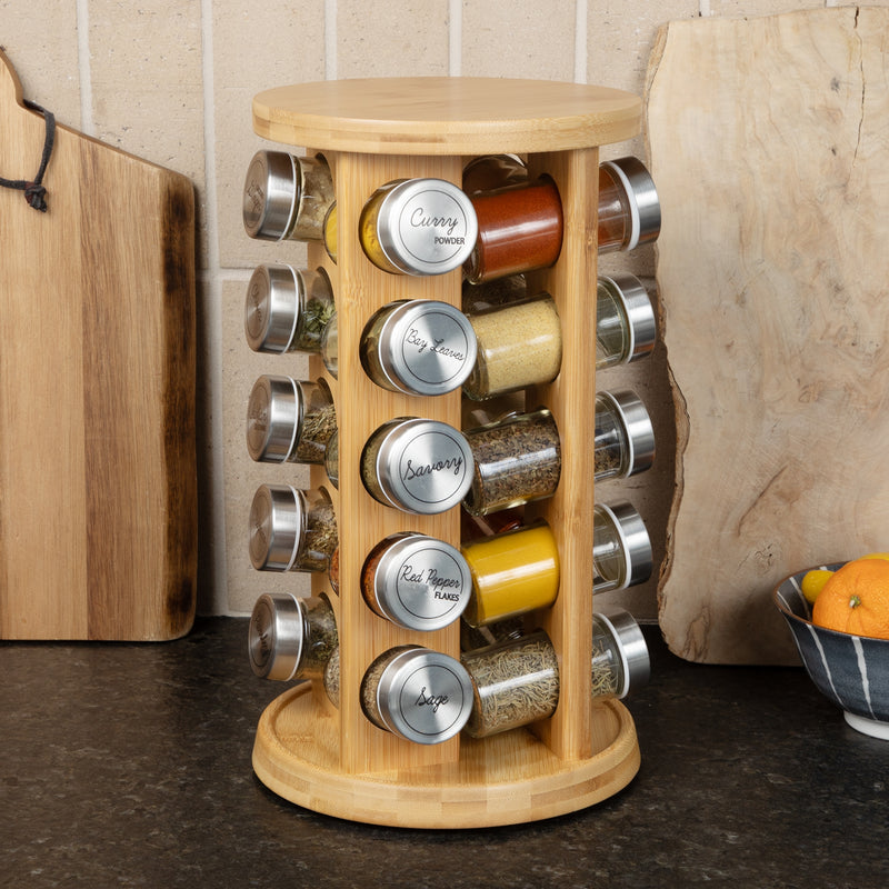 Orii 20 Jar Bamboo Rotating Spice Rack