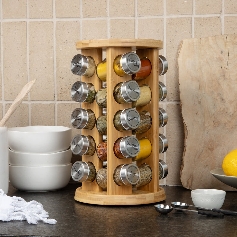Orii 20 Jar Bamboo Rotating Spice Rack