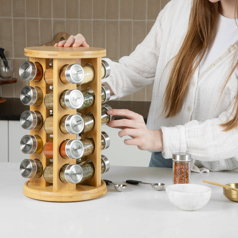 Orii 20 Jar Bamboo Rotating Spice Rack