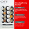 Orii 16 Jar White Filled Spice Rack Set, Rotating MDF Rack with Premium Spices & 5-Year Free Refills