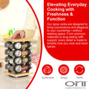 Orii 16 Jar Bamboo Spice Rack Set, Rotating Natural Bamboo Rack with Premium Spices & 5-Year Free Refills