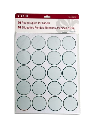 Round Spice Jar Labels – 40 Blank Stickers with Silver Border Writable Waterproof Label Set (1.4")