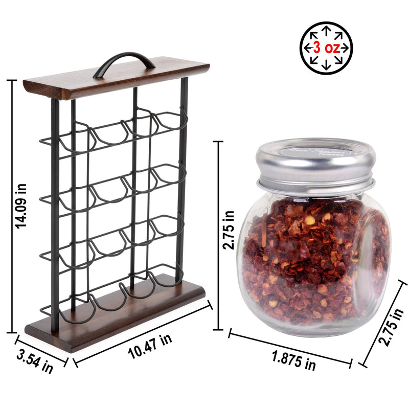 Orii 16 Jar Acacia Wood Tower Spice Rack with Glass Jars for Countertop