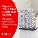 Orii 20-Jar Stainless Steel Filled Spice Rack Modern Wire Design with Labeled Jars & Free 5-Year Refills
