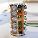 Orii 20-Jar Acacia Wood Rotating Spice Rack Organizer with Filled Glass Jars & Stainless Steel Lids