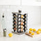 Orii Rotunda 20-Jar Rotating Spice Rack Organizer Stainless Steel 4 Sided Compact Design with Pre-Filled Glass Jars