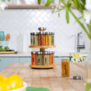 Orii 16 Jar 2 Tier Bamboo Rotating Spice Rack Premium Glass Jars with Free Spice Refills