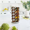 Orii 20 Jar Filled Spice Rack Organizer with Free Spice Refills, Dark Acacia Wood & Stainless Steel Rotating Spice Holder