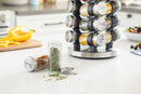Orii 20-Jar Stainless Steel Rotating Spice Rack Lazy Susan Organizer with Pre-Filled Glass Jars