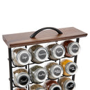 Orii 16-Jar Acacia Wood Tower Spice Rack Vertical Countertop Organizer with Glass Jars & Free 5-Year Refills