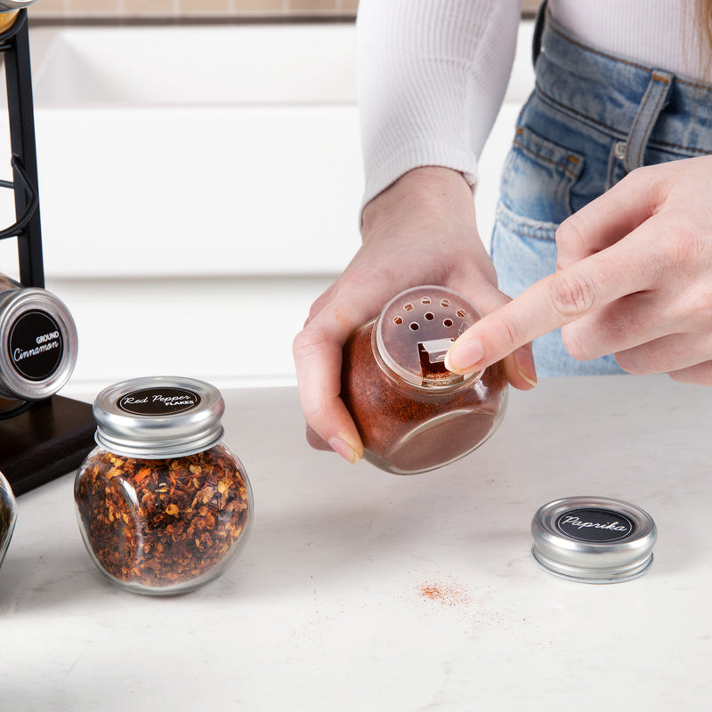 Orii 16-Jar Acacia Wood Tower Spice Rack Vertical Countertop Organizer with Glass Jars & Free 5-Year Refills