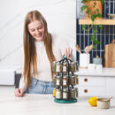Orii Adrinova 24-Jar Revolving Tower Spice Rack Premium Glass Jars with Free 5-Year Refills