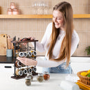 Orii 16-Jar Acacia Wood Tower Spice Rack Vertical Countertop Organizer with Glass Jars & Free 5-Year Refills