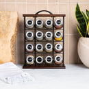 Orii 16-Jar Acacia Wood Tower Spice Rack Vertical Countertop Organizer with Glass Jars & Free 5-Year Refills
