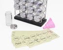 Orii 20 Jar Chrome Wire Unfilled Spice Rack With Black Bamboo Base