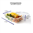 Orii 4 Pc Glass Food Storage Compartment Containers with High Wall Dividers