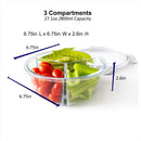 Orii 4 Pc Glass Food Storage Compartment Containers with High Wall Dividers
