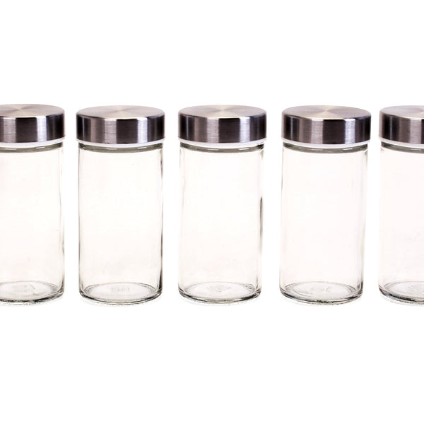 Glass Spice Jar Set With Rotating Lid 6 Piece Shaker Salt Pepper Spice  Shakers