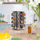 16 Jar Brushed Stainless Steel Rotating Spice Rack